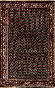 Indian Hamedan Green Rectangle 4x6 ft Wool Carpet 12919