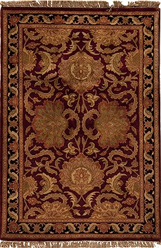 Afghan Agra Red Rectangle 4x6 ft Wool Carpet 12923