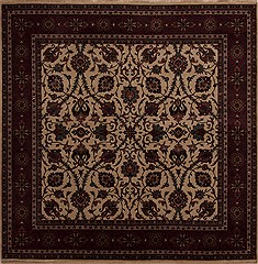 Indian Semnan Beige Square 5 to 6 ft Wool Carpet 12939