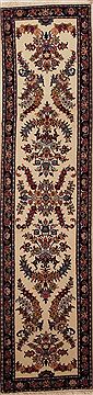 Persian Mashad Beige Runner 10 to 12 ft Wool Carpet 12973