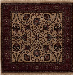 Indian Semnan Beige Square 4 ft and Smaller Wool Carpet 13005