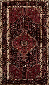 Persian Hamedan Red Rectangle 5x8 ft Wool Carpet 13114