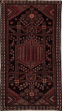 Persian Hamedan Red Rectangle 3x5 ft Wool Carpet 13196