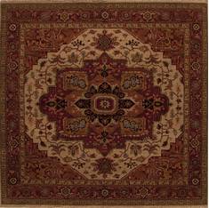 Indian Serapi Beige Square 9 ft and Larger Wool Carpet 13315
