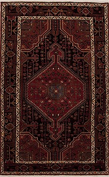 Persian Hamedan Red Rectangle 5x7 ft Wool Carpet 13347