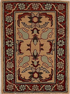 Pakistani Pishavar Beige Rectangle 2x3 ft Wool Carpet 13383