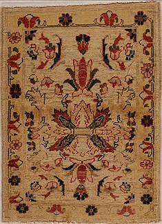 Pakistani Pishavar Beige Rectangle 2x3 ft Wool Carpet 13392