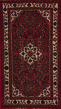 Persian Hossein Abad Red Rectangle 2x3 ft Wool Carpet 13448