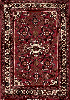 Persian Hossein Abad Red Rectangle 2x3 ft Wool Carpet 13455