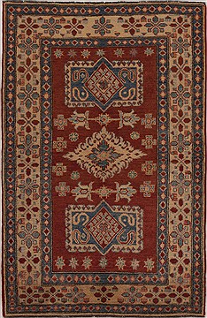 Pakistani Kazak Red Rectangle 4x6 ft Wool Carpet 13567