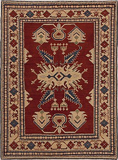 Pakistani Kazak Red Rectangle 3x4 ft Wool Carpet 13572