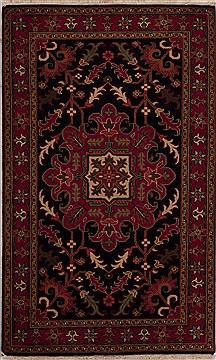 Indian Heriz Black Rectangle 3x5 ft Wool Carpet 13579