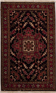 Indian Heriz Black Rectangle 3x5 ft Wool Carpet 13581