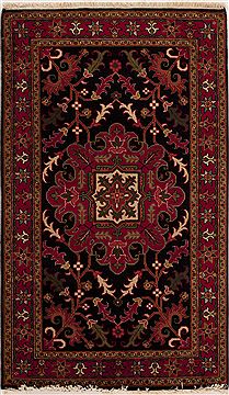 Indian Heriz Black Rectangle 3x5 ft Wool Carpet 13589