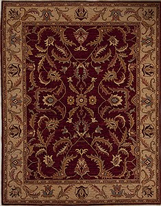 Pakistani Pishavar Red Rectangle 7x9 ft Wool Carpet 13659