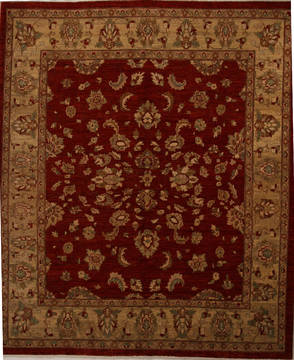 Pakistani Pishavar Red Rectangle 8x10 ft Wool Carpet 13723