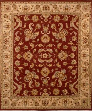 Pakistani Pishavar Red Rectangle 8x10 ft Wool Carpet 13745