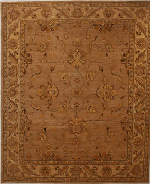 Pakistani Pishavar Beige Rectangle 8x10 ft Wool Carpet 13758