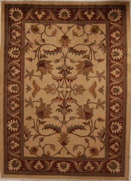 Pakistani Pishavar Beige Rectangle 8x11 ft Wool Carpet 13770