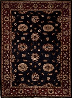 Pakistani Pishavar Black Rectangle 7x9 ft Wool Carpet 13801