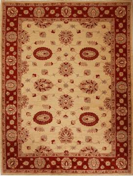 Pakistani Pishavar Beige Rectangle 7x9 ft Wool Carpet 13826