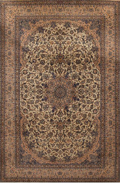Persian Nain Beige Rectangle 7x10 ft Wool Carpet 13833
