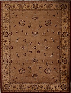 Pakistani Pishavar Beige Rectangle 9x12 ft Wool Carpet 13879