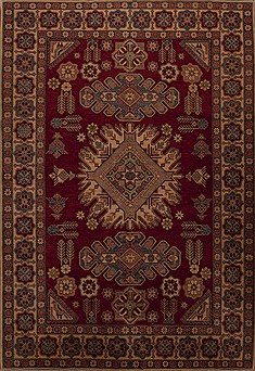 Pakistani Kazak Red Rectangle 8x11 ft Wool Carpet 13889