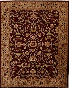 Pakistani Pishavar Red Rectangle 9x12 ft Wool Carpet 13900
