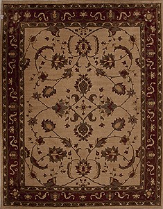 Pakistani Pishavar Beige Rectangle 8x11 ft Wool Carpet 13912