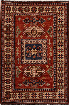 Pakistani Kazak Orange Rectangle 3x5 ft Wool Carpet 13984