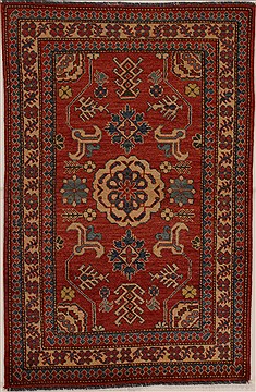 Pakistani Kazak Red Rectangle 3x5 ft Wool Carpet 13988