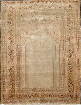 Tabriz Beige Hand Knotted 4'2" X 5'5"  Area Rug 254-136995