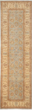 Chobi Blue Runner Hand Knotted 3'2" X 10'8"  Area Rug 700-137092