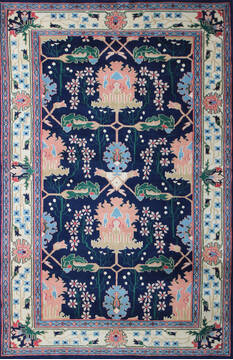 Indian Kashan Multicolor Rectangle 6x9 ft Wool Carpet 137513