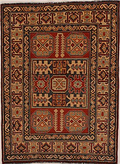 Pakistani Kazak Red Rectangle 3x4 ft Wool Carpet 14003