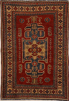 Pakistani Kazak Red Rectangle 3x4 ft Wool Carpet 14021