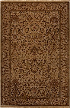 Indian Ziegler Beige Rectangle 6x9 ft Wool Carpet 14081
