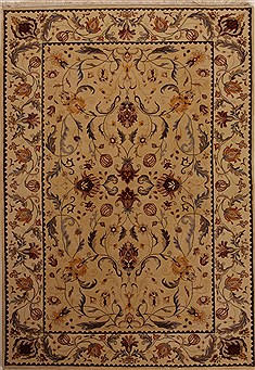 Indian Ziegler Beige Rectangle 6x9 ft Wool Carpet 14123