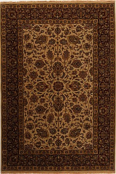 Indian Kashan Beige Rectangle 6x9 ft Wool Carpet 14159