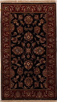 Indian Agra Black Rectangle 3x5 ft Wool Carpet 14186