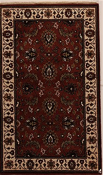 Indian Agra Brown Rectangle 3x5 ft Wool Carpet 14213
