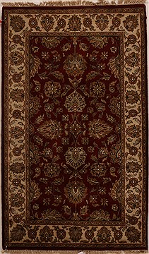 Indian Agra Red Rectangle 3x5 ft Wool Carpet 14216