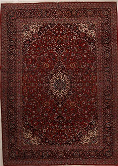 Persian Kashan Red Rectangle 9x12 ft Wool Carpet 14218
