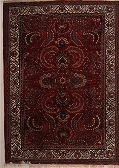 Persian sarouk Red Rectangle 8x11 ft Wool Carpet 14223