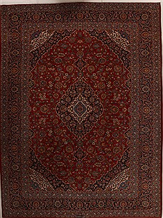 Persian Kashan Red Rectangle 10x13 ft Wool Carpet 14248