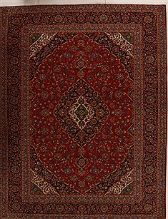 Persian Kashan Red Rectangle 10x13 ft Wool Carpet 14291