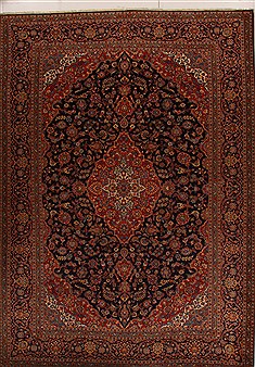 Persian Mashad Blue Rectangle 10x14 ft Wool Carpet 14295