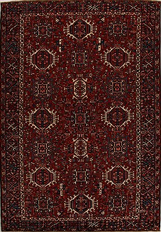 Persian Karajeh Red Rectangle 8x11 ft Wool Carpet 14381
