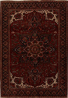 Persian Heriz Red Rectangle 8x11 ft Wool Carpet 14393